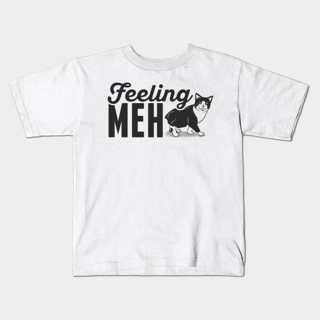 Cute & Funny Feeling Meh Kitty Adorable Cat Kids T-Shirt by theperfectpresents